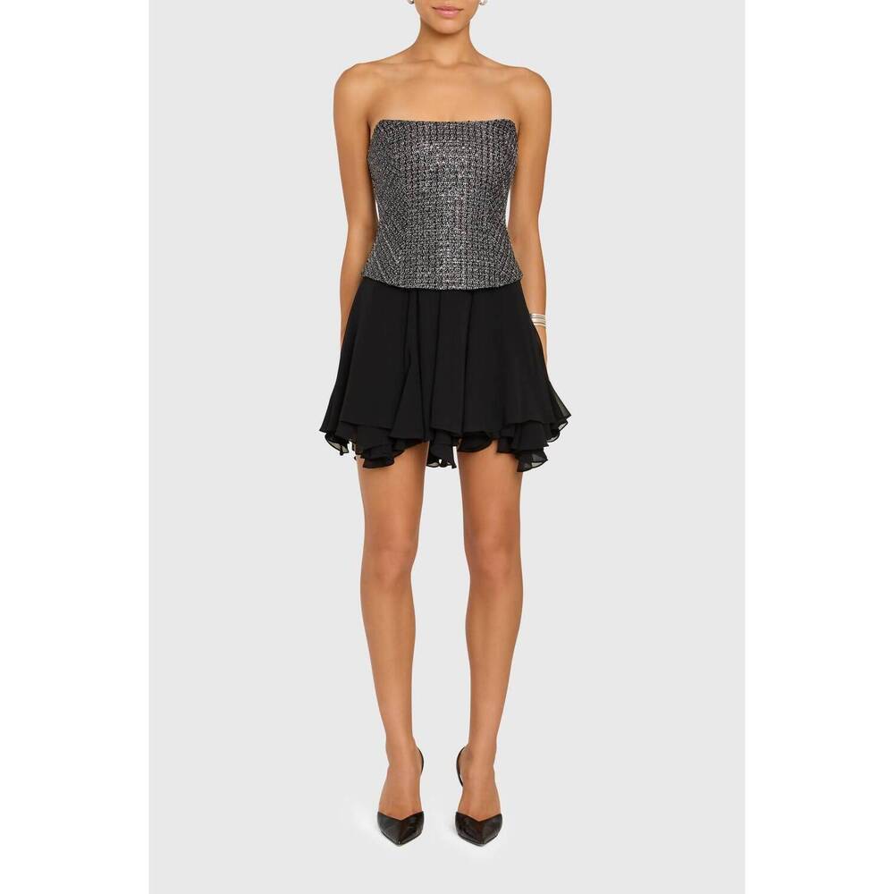 NEW AMANDA UPRICHARD airess mini dress in black silver